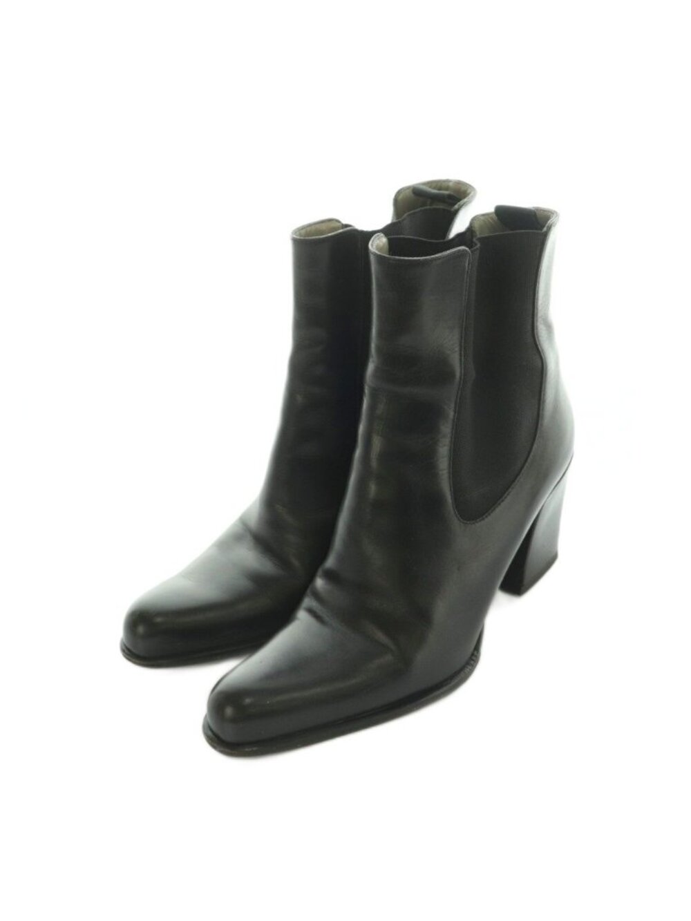 Prada Short Boots Side Gore Chunky Heel 35 Black - Picture 2 of 9